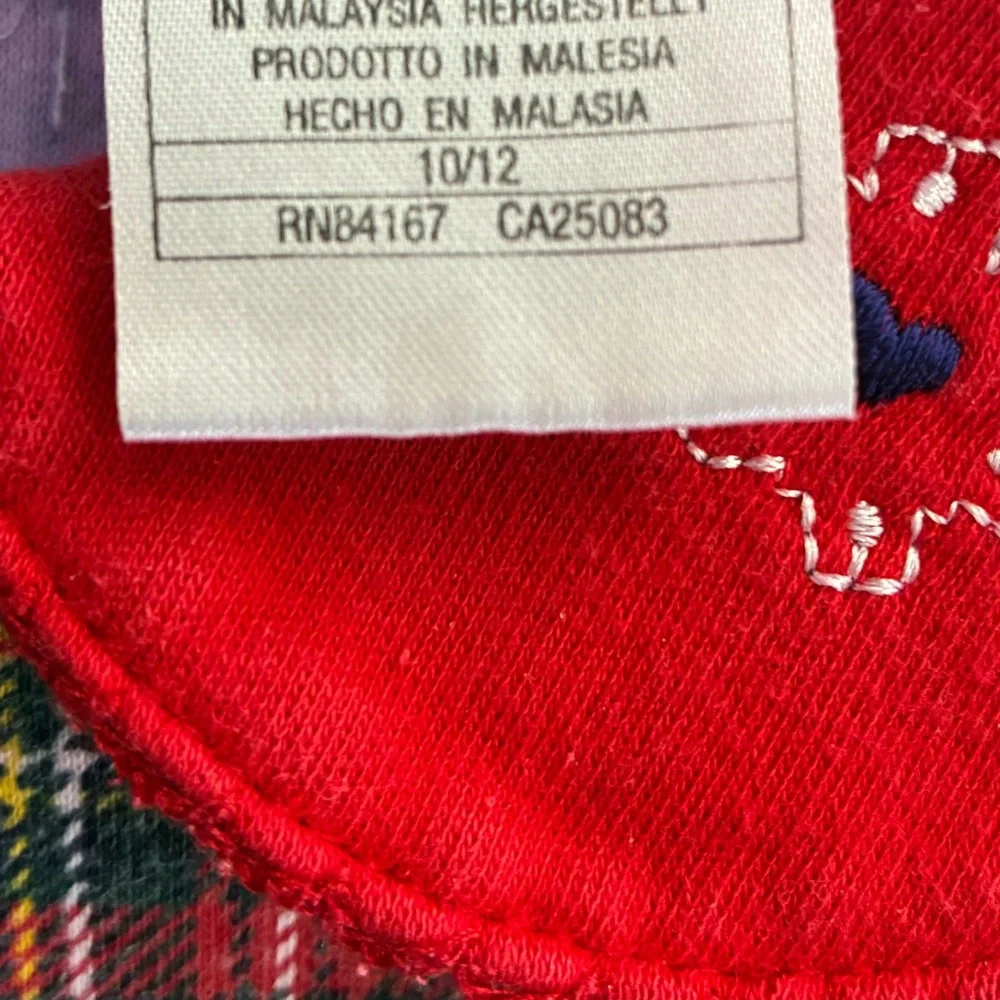 Vintage 90s Winnie the Pooh Plaid Winter Dress Girls 10/12 Rare Disney Red Green